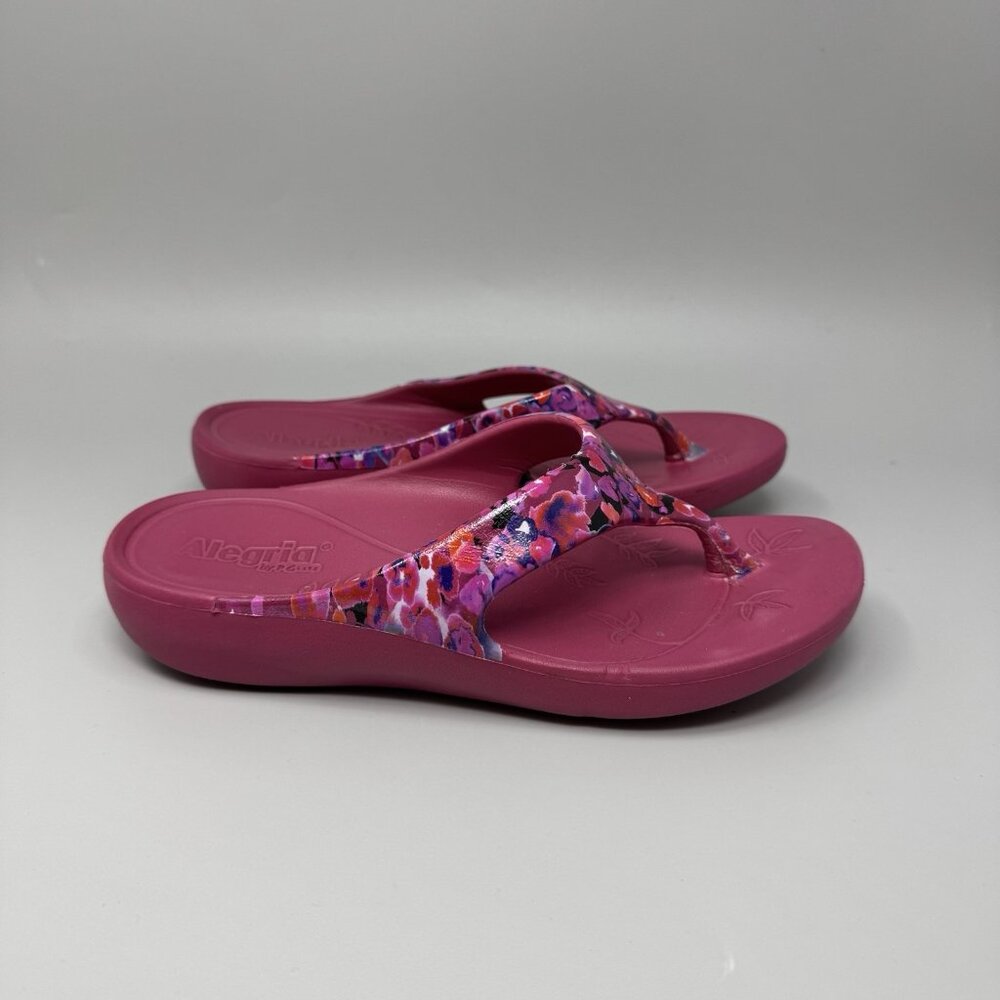 Alegria Womens Ode Recovery Thong Sandal Size 5.5 US 36 EU Purple Flower Print